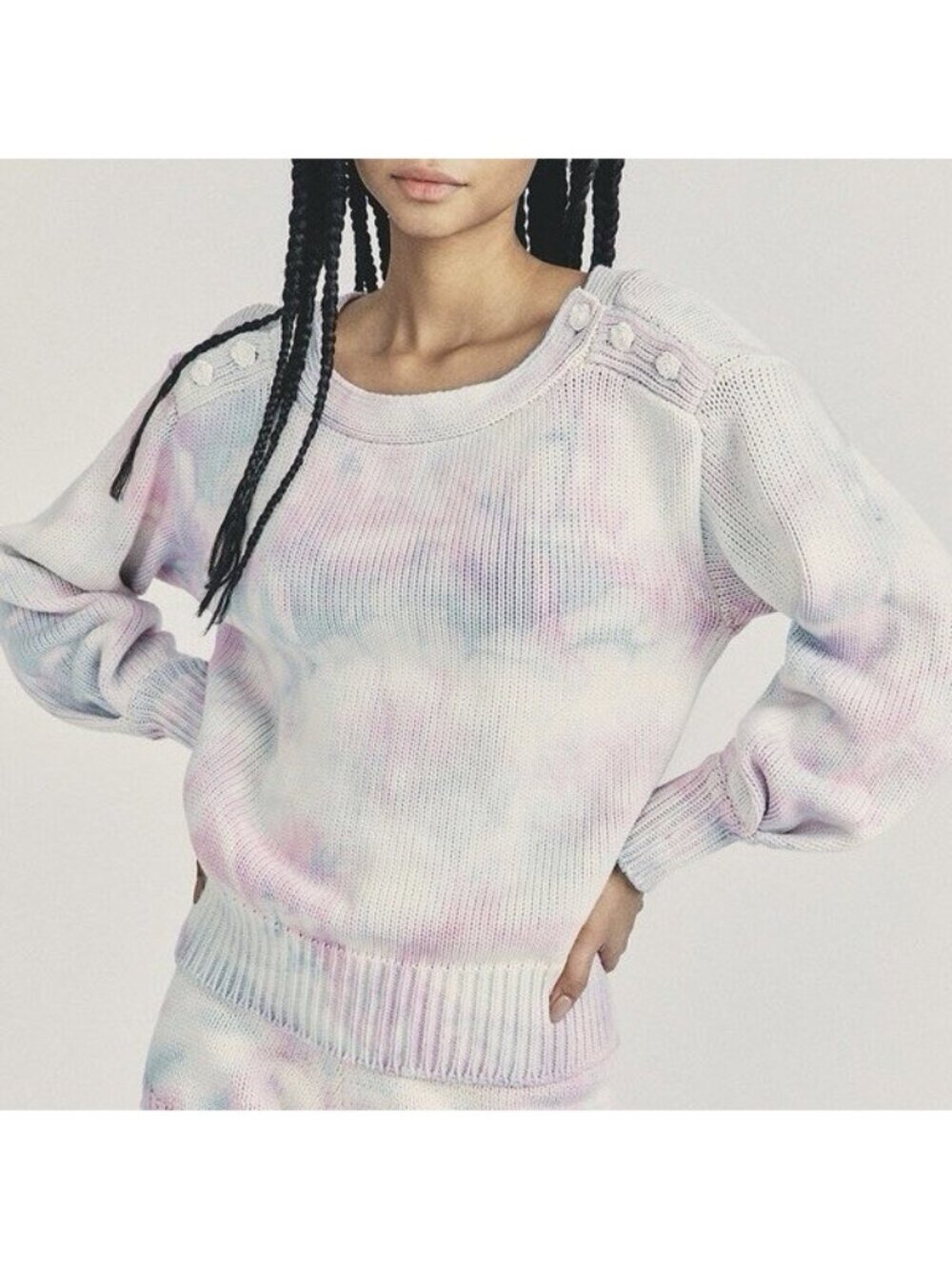 Love Shack Fancy Pink Tie-Dye Gallatin Pullover Knit Chunky Sweater Size Small
